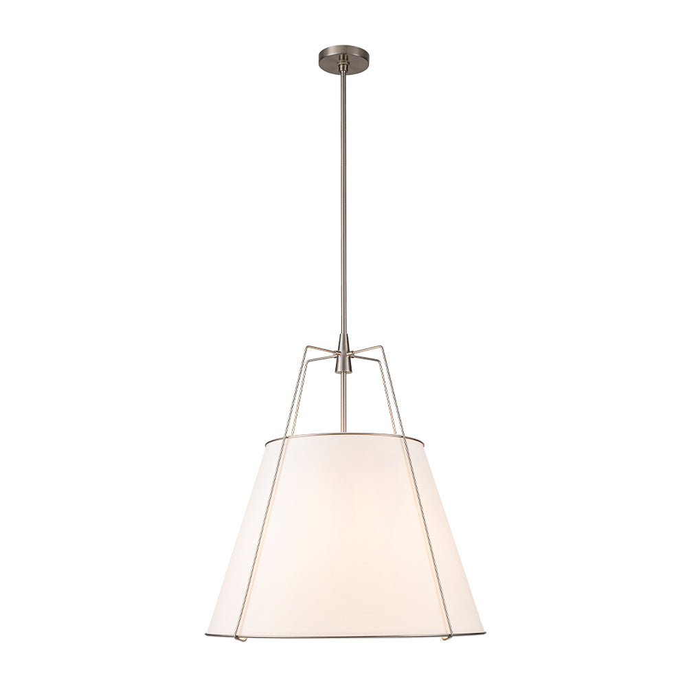 Luz colgante cónica de lino contemporánea de 4 luces