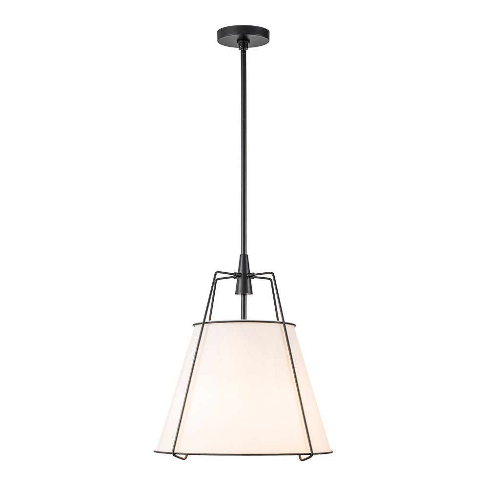 Luz colgante cónica de lino contemporánea de 4 luces