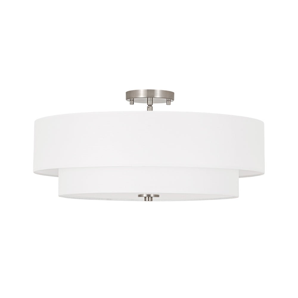 Luz de Techo Semi-Flush de Lino de Tela de 4 Luces en Niveles Contemporánea