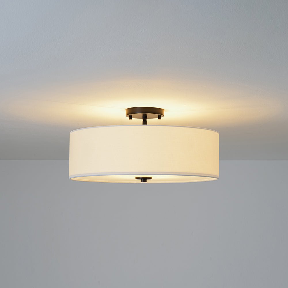 Luz de Techo Semi-Flush de Lino de Tela de 4 Luces en Niveles Contemporánea