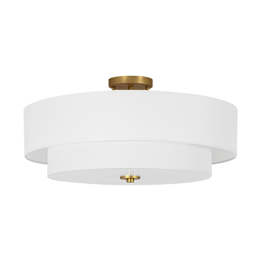 Luz de Techo Semi-Flush de Lino de Tela de 4 Luces en Niveles Contemporánea