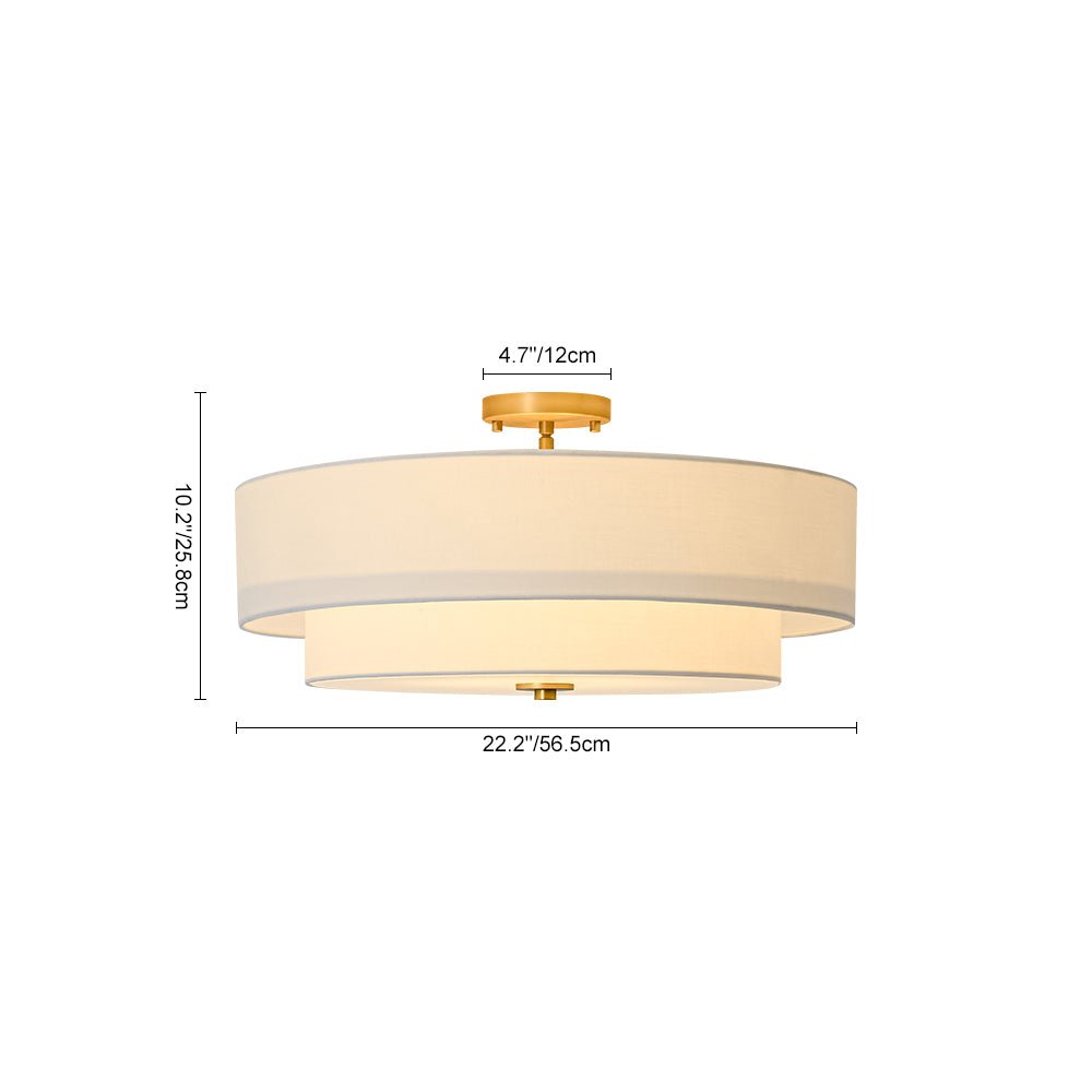 Luz de Techo Semi-Flush de Lino de Tela de 4 Luces en Niveles Contemporánea