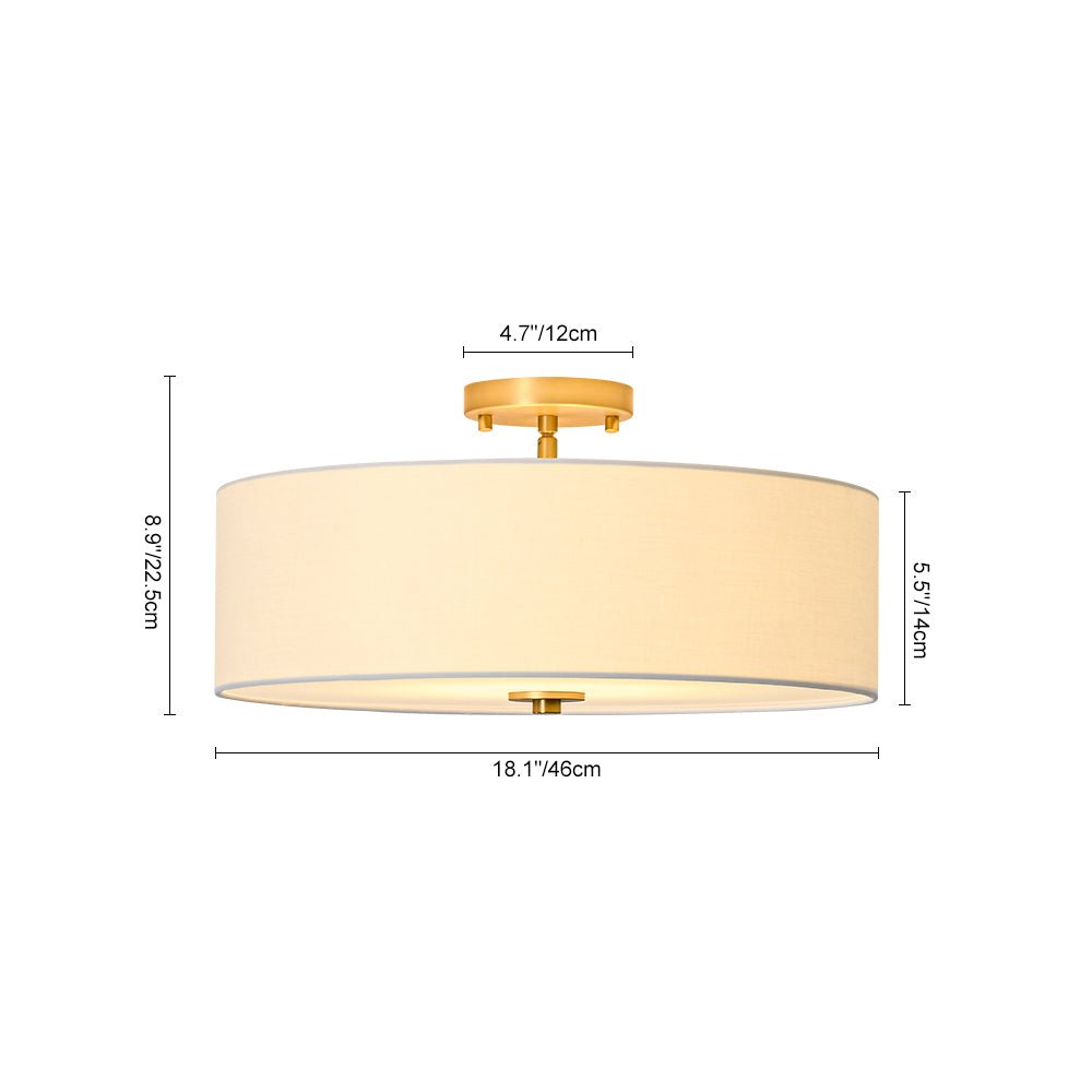 Luz de Techo Semi-Flush de Lino de Tela de 4 Luces en Niveles Contemporánea
