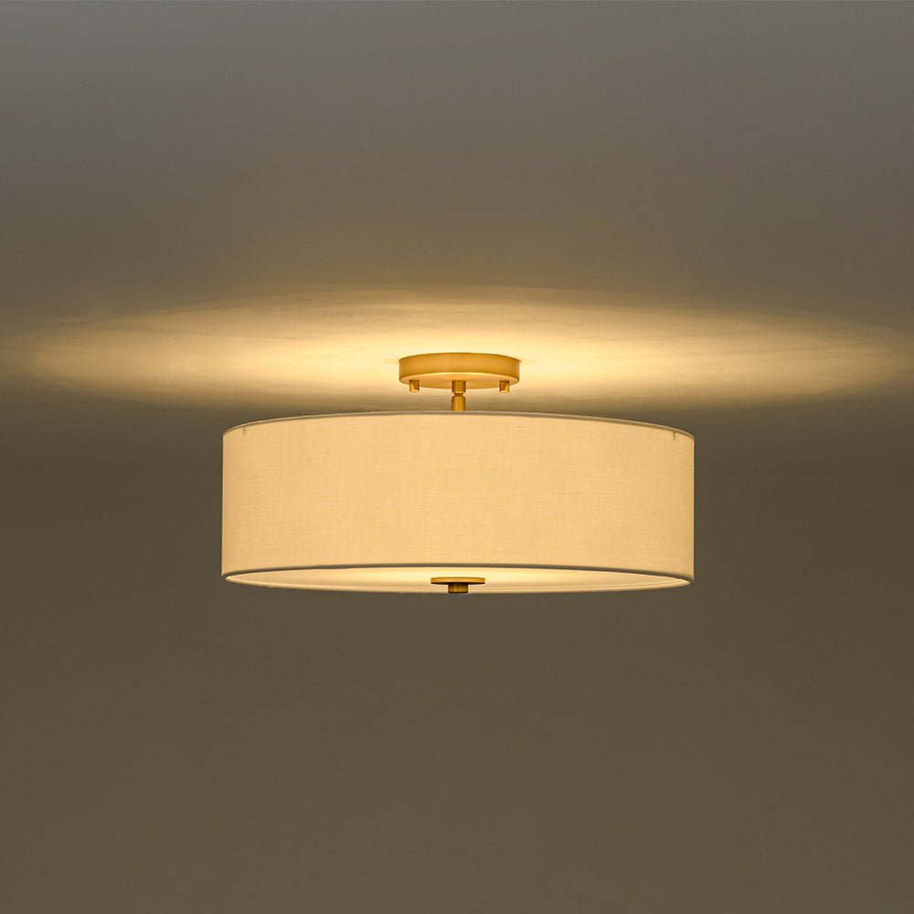 Luz de Techo Semi-Flush de Lino de Tela de 4 Luces en Niveles Contemporánea