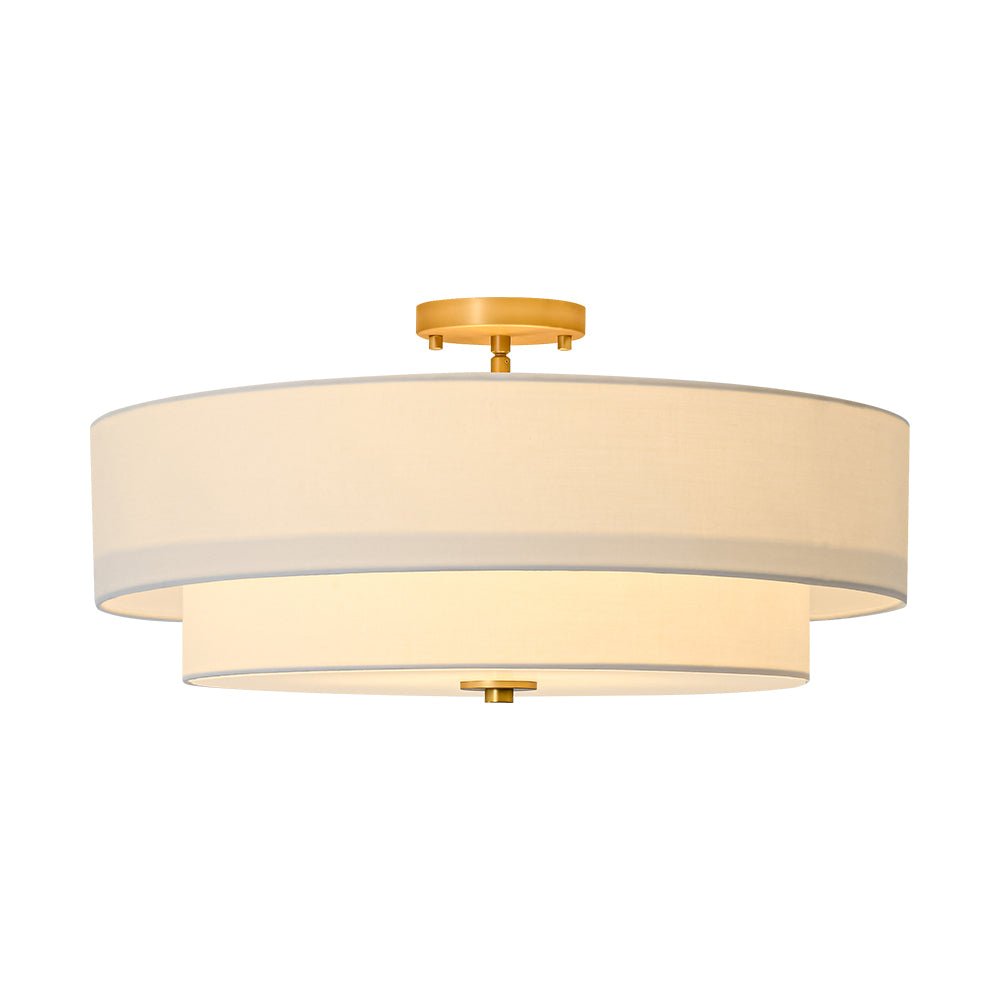 Luz de Techo Semi-Flush de Lino de Tela de 4 Luces en Niveles Contemporánea