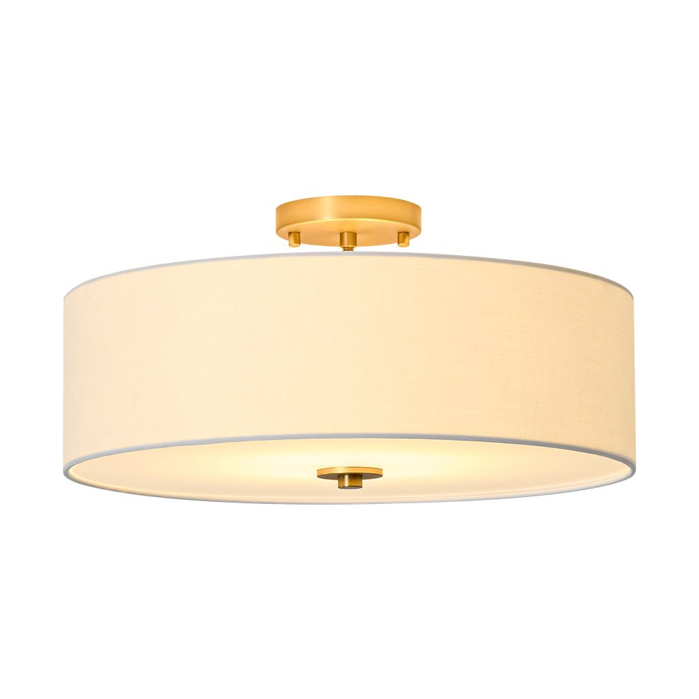 Luz de Techo Semi-Flush de Lino de Tela de 4 Luces en Niveles Contemporánea