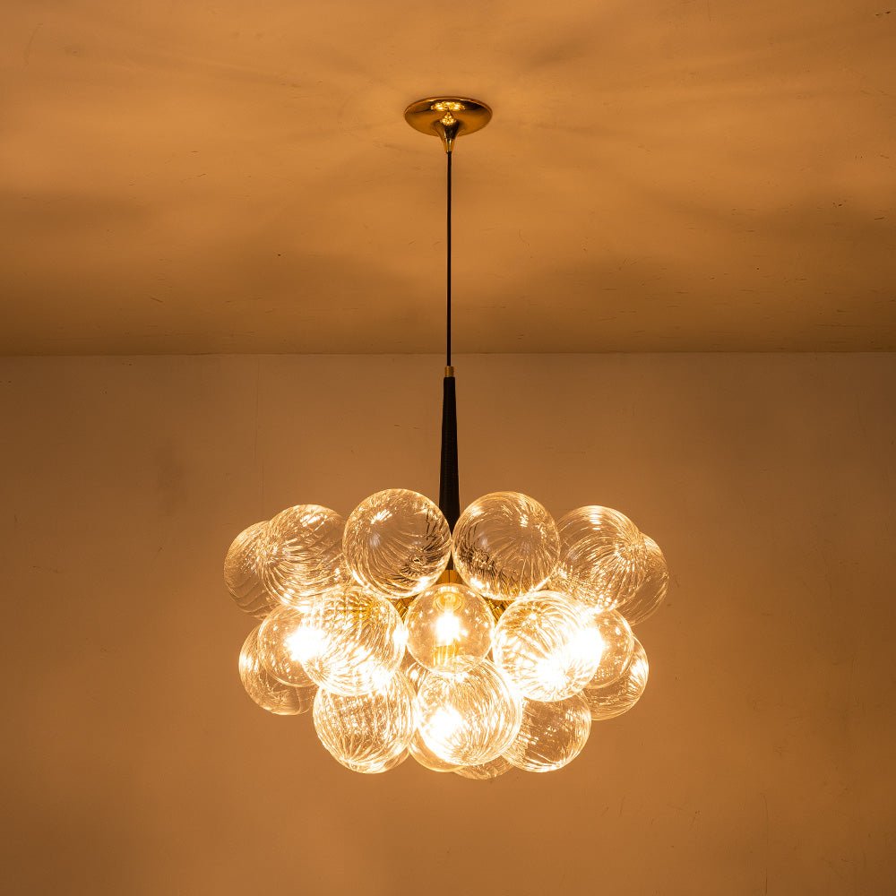 Lámpara de Araña de Globo de Vidrio Claro Torcido Contemporáneo de 6 Luces