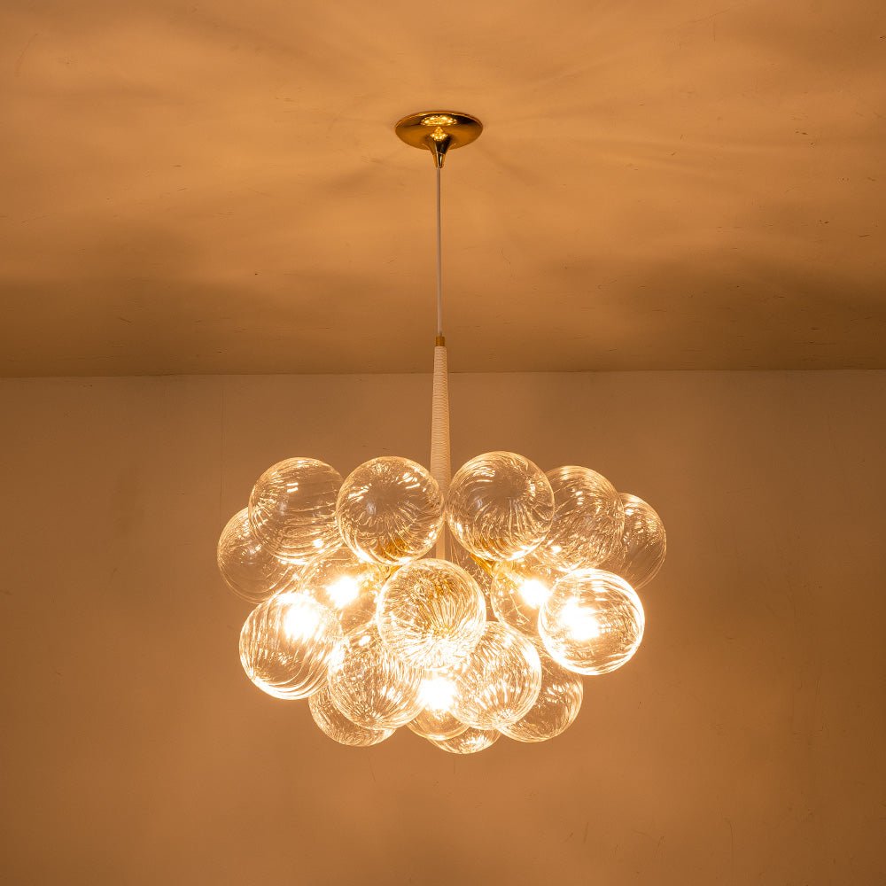 Lámpara de Araña de Globo de Vidrio Claro Torcido Contemporáneo de 6 Luces