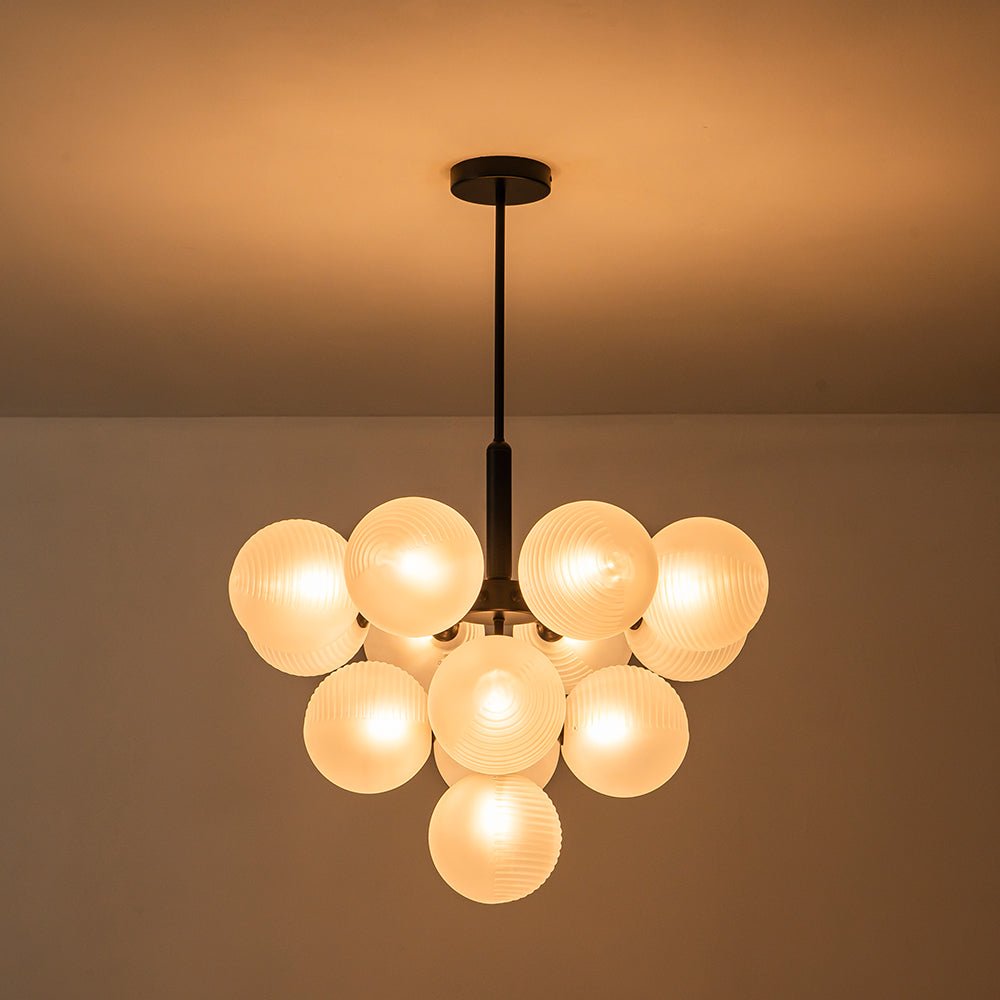 Candelabro de Burbuja de Vidrio Estriado Contemporáneo