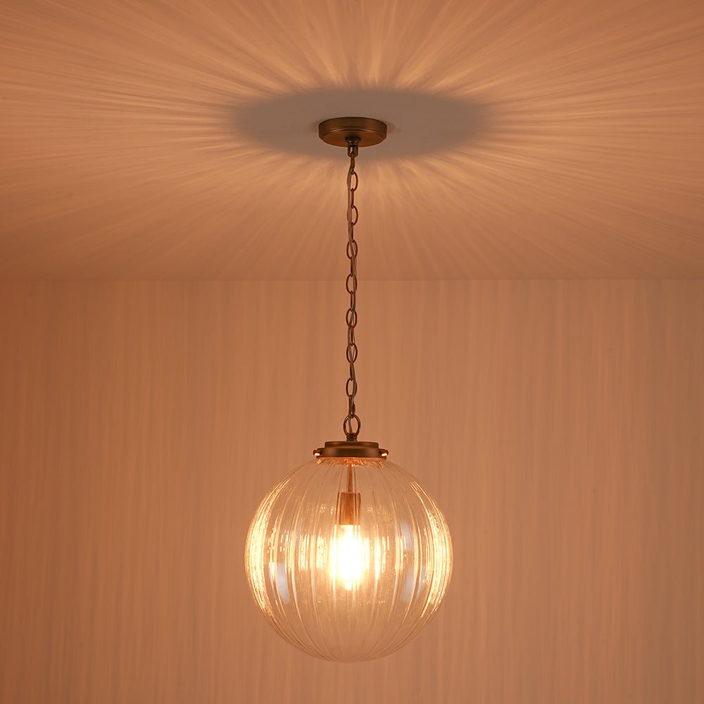 Globo Texturizado Contemporáneo Lámpara Colgante de Esfera de Vidrio Estriado de Una Luz