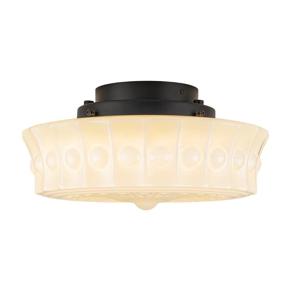 Luz de Techo de Vidrio Blanco en Forma de Tambor Diseño Escuela Vintage