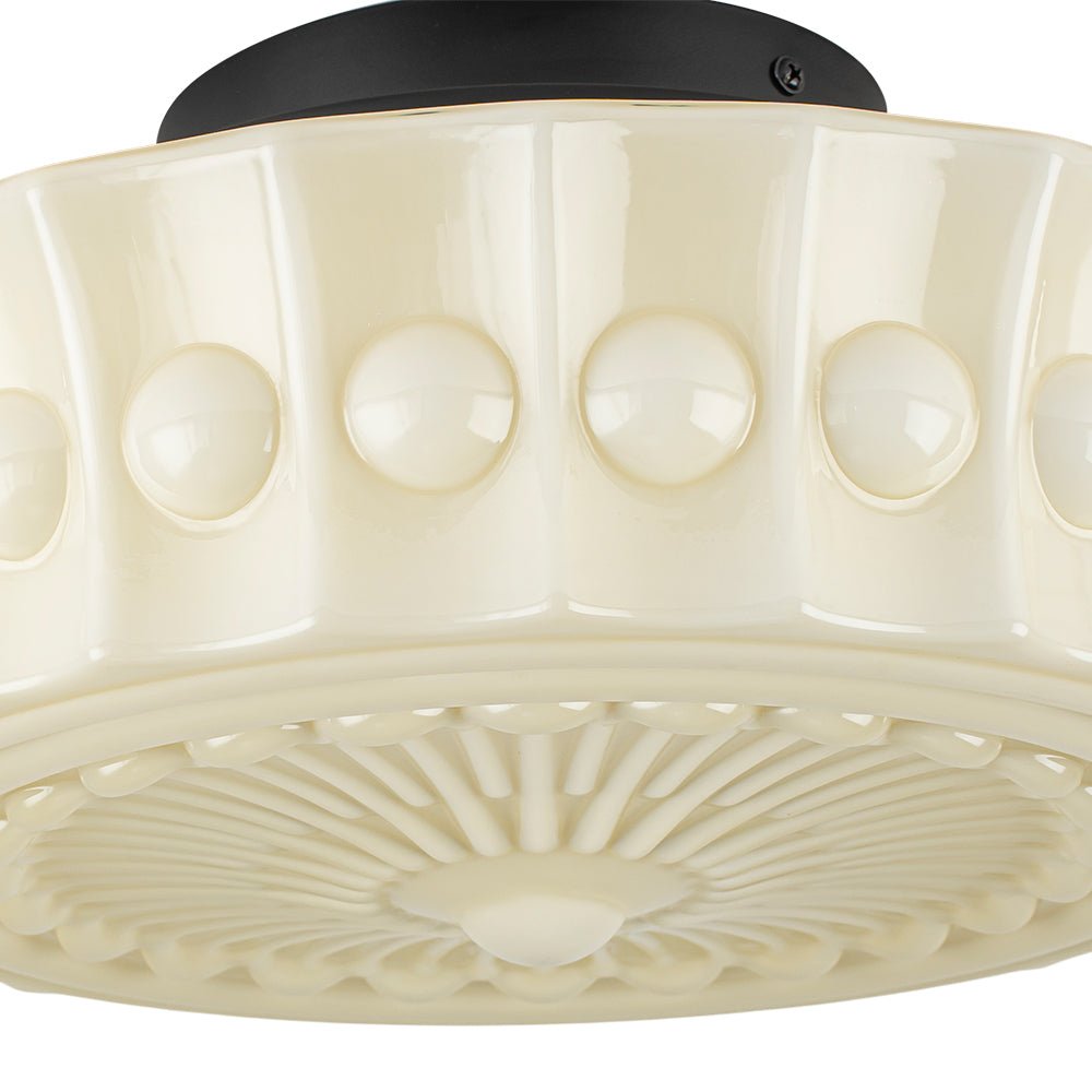 Luz de Techo de Vidrio Blanco en Forma de Tambor Diseño Escuela Vintage