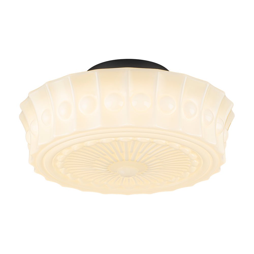 Luz de Techo de Vidrio Blanco en Forma de Tambor Diseño Escuela Vintage