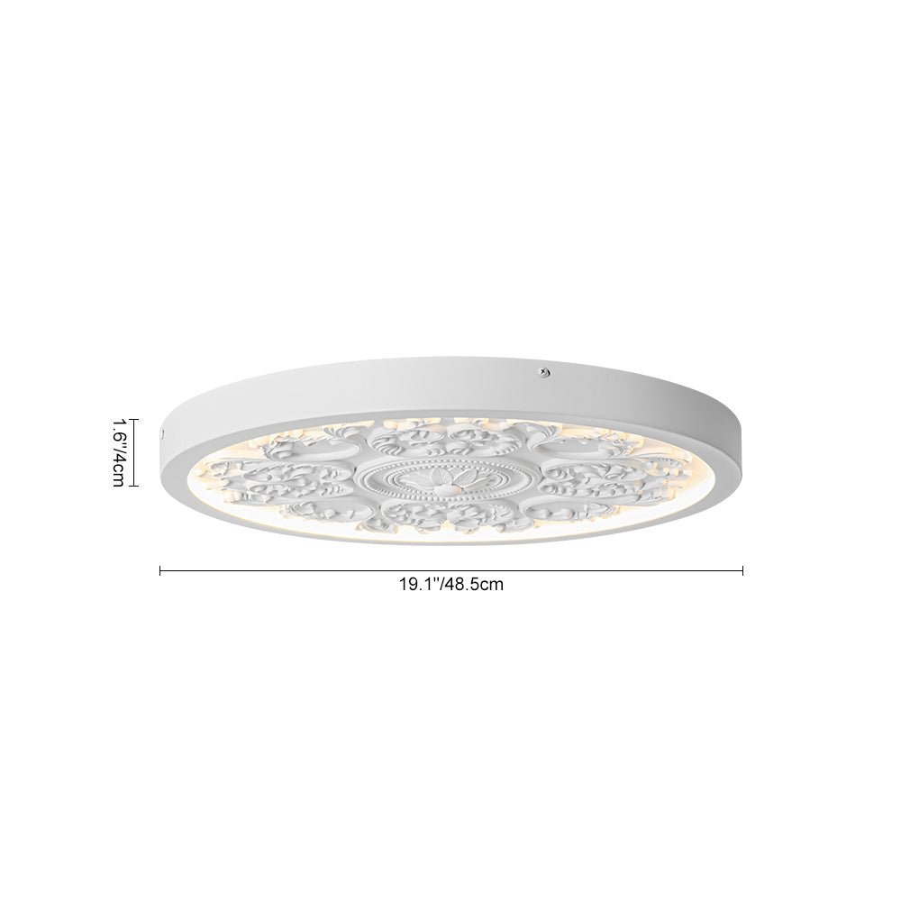 Luz de Techo LED de Resina con Flor Grabada Estilo Francés Creativo