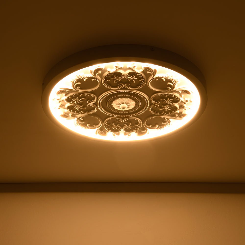 Luz de Techo LED de Resina con Flor Grabada Estilo Francés Creativo