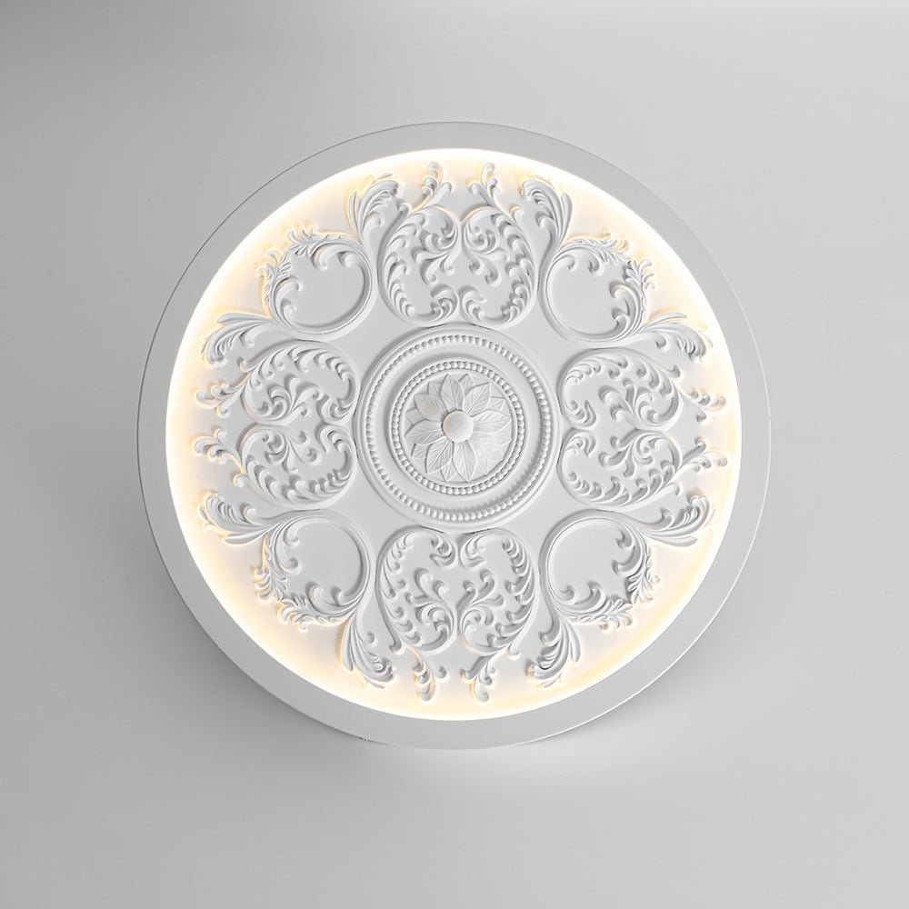 Luz de Techo LED de Resina con Flor Grabada Estilo Francés Creativo