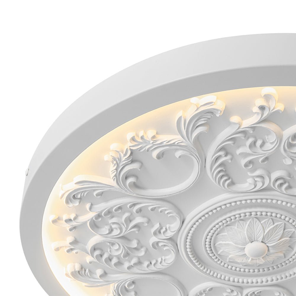 Luz de Techo LED de Resina con Flor Grabada Estilo Francés Creativo