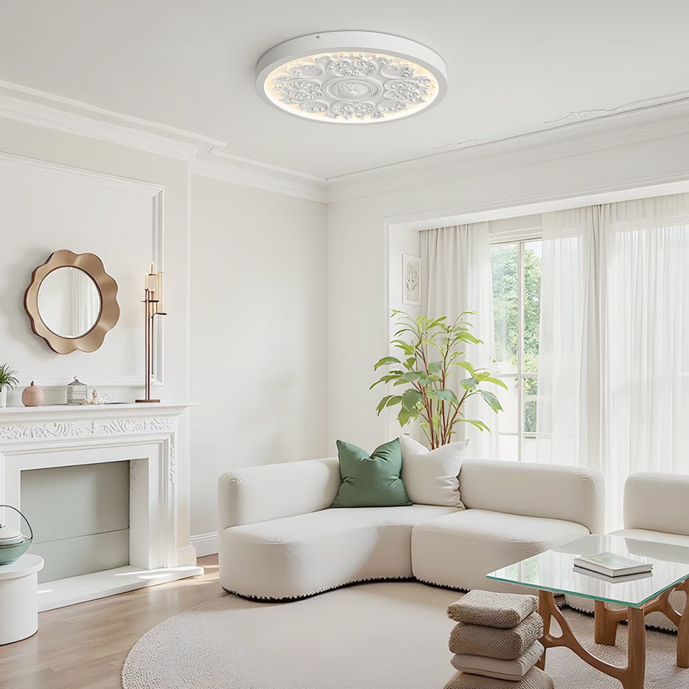 Luz de Techo LED de Resina con Flor Grabada Estilo Francés Creativo