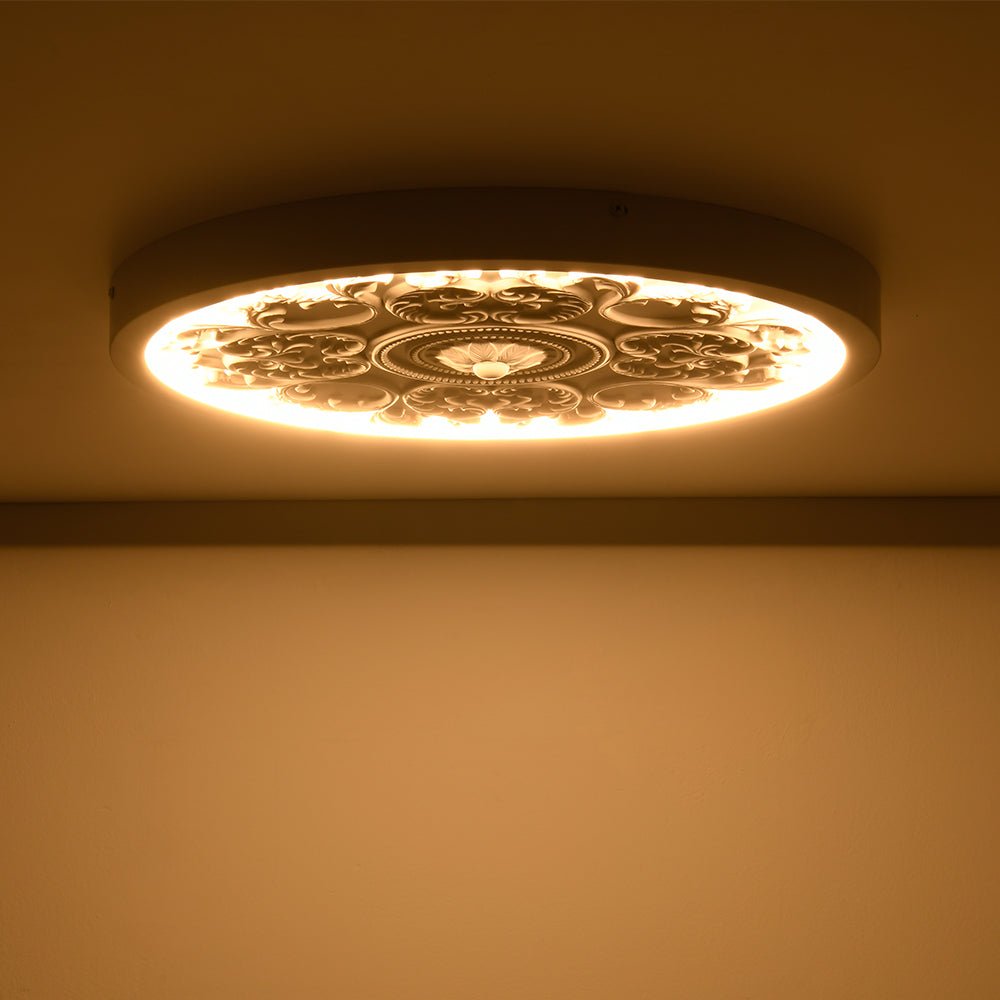 Luz de Techo LED de Resina con Flor Grabada Estilo Francés Creativo