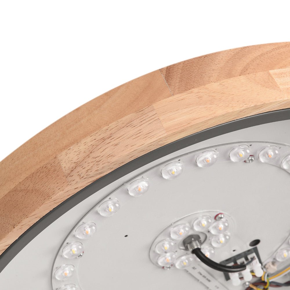 Montura de Techo Redonda LED Regulable con Acento de Madera
