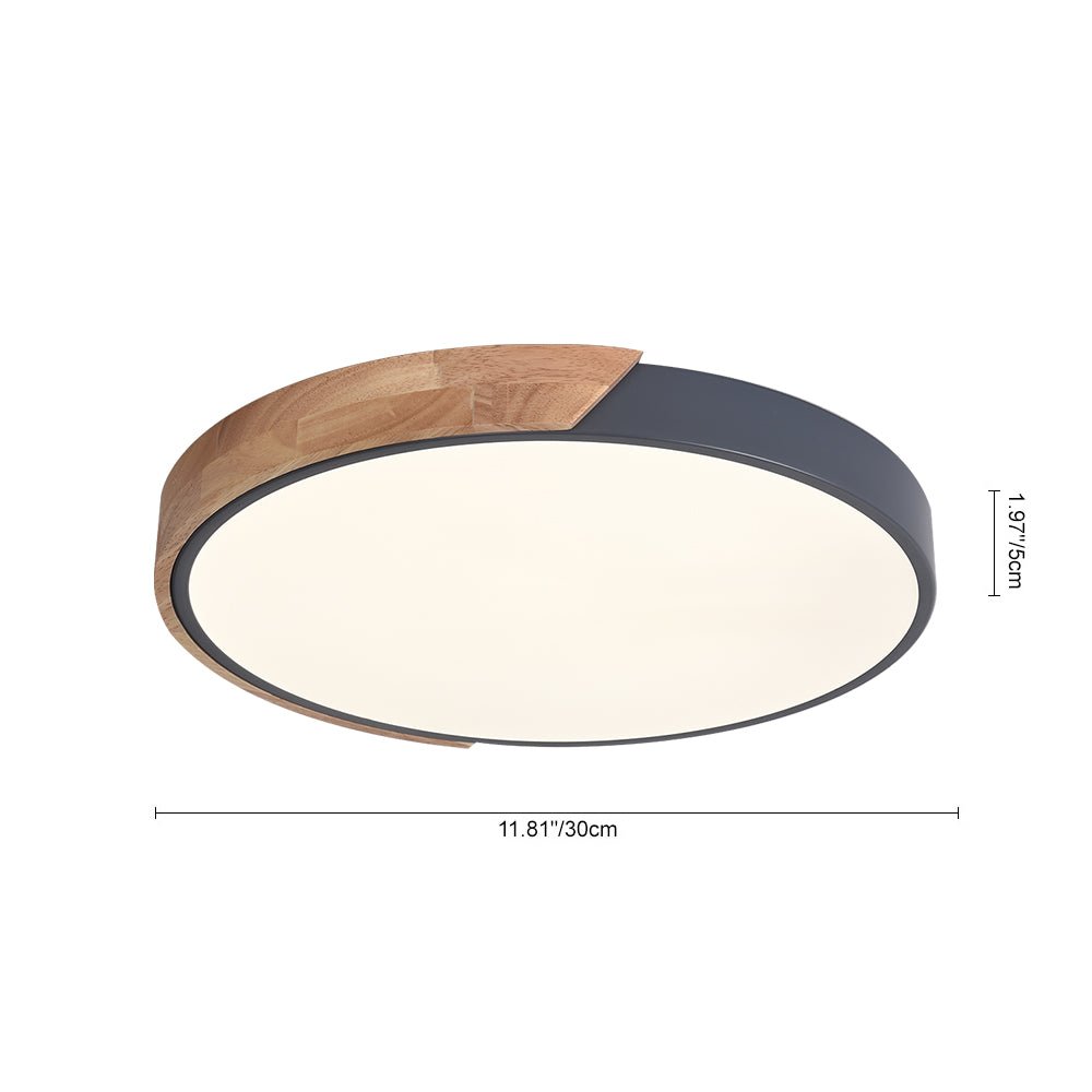 Montura de Techo Redonda LED Regulable con Acento de Madera