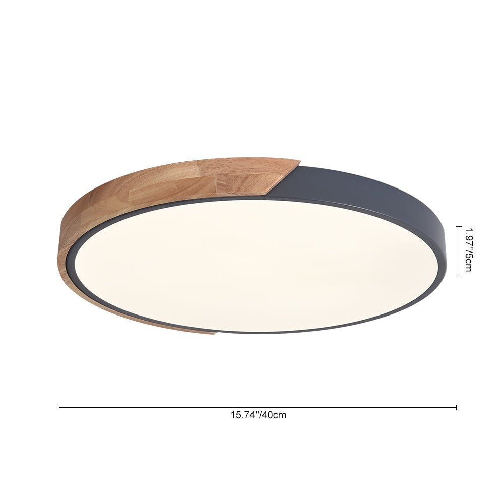 Montura de Techo Redonda LED Regulable con Acento de Madera