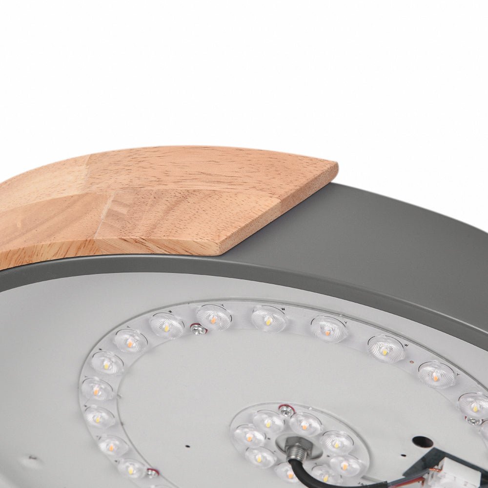 Montura de Techo Redonda LED Regulable con Acento de Madera