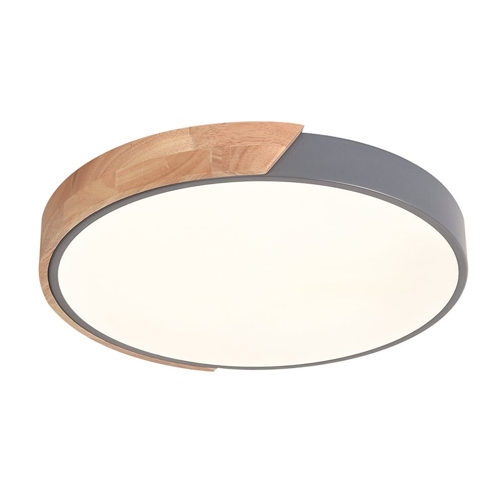 Montura de Techo Redonda LED Regulable con Acento de Madera