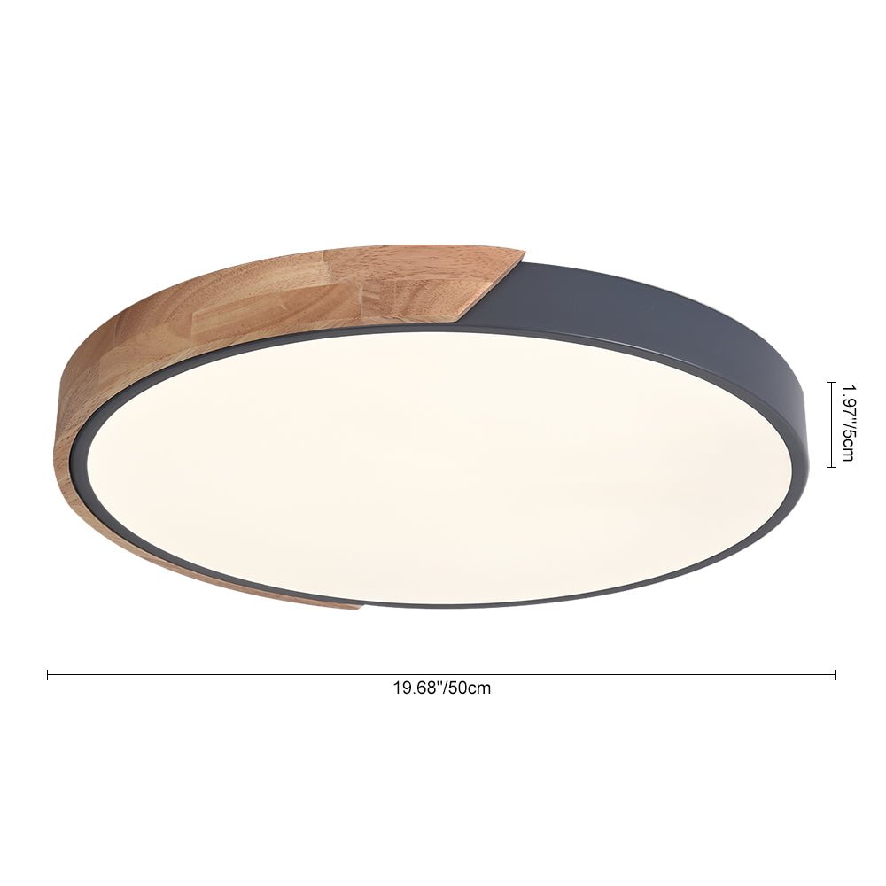 Montura de Techo Redonda LED Regulable con Acento de Madera
