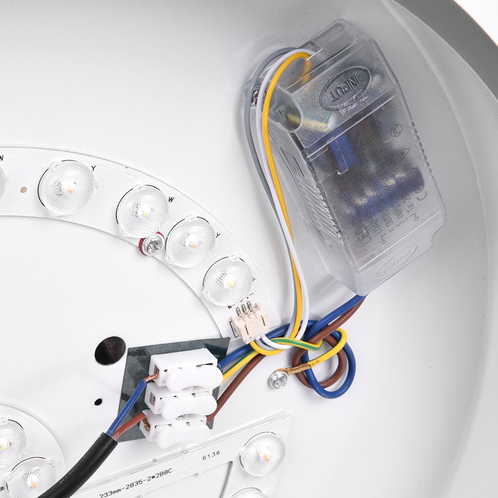 Montura de Techo Redonda LED Regulable con Acento de Madera