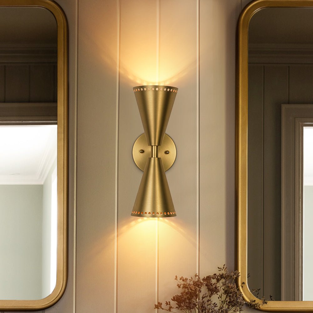 Elegante Lámpara de Pared de Cono de Arena Estrellada de 2 Luces Arriba y Abajo