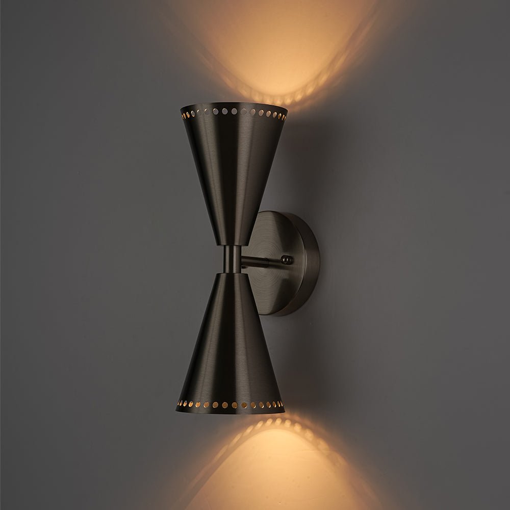 Elegante Lámpara de Pared de Cono de Arena Estrellada de 2 Luces Arriba y Abajo