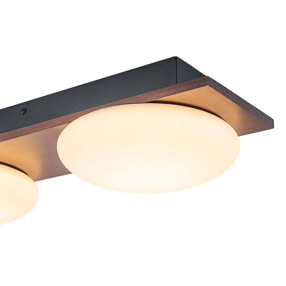 Montaje Semi Flush Redondo de Madera de Grano con 3 Luces LED y Pantalla