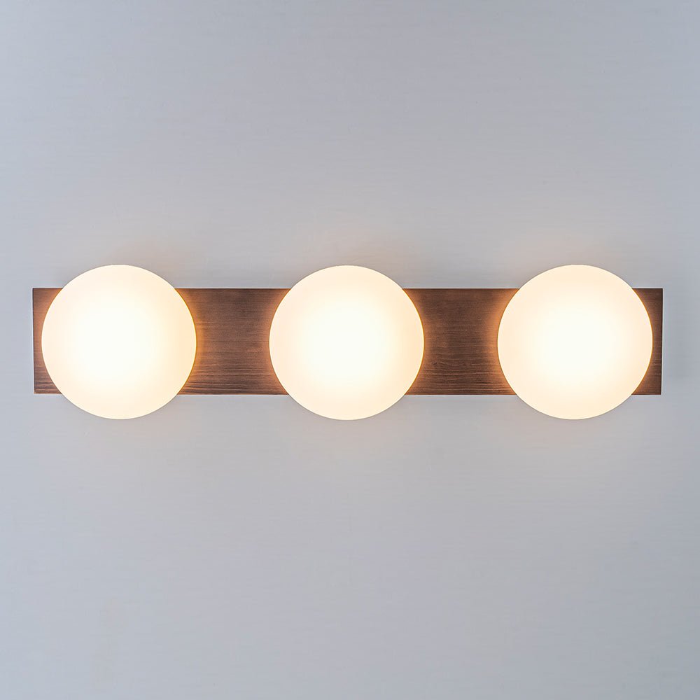 Montaje Semi Flush Redondo de Madera de Grano con 3 Luces LED y Pantalla
