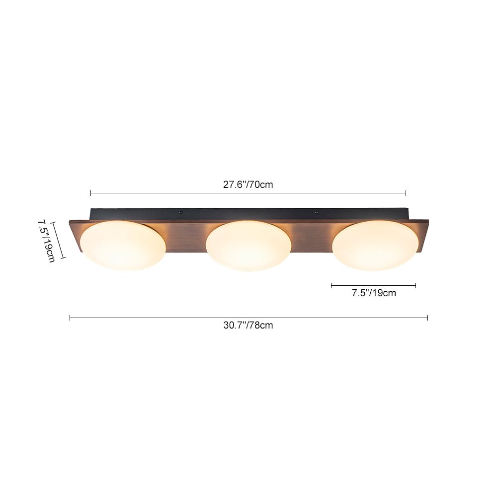 Montaje Semi Flush Redondo de Madera de Grano con 3 Luces LED y Pantalla