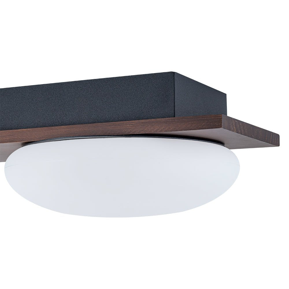 Montaje Semi Flush Redondo de Madera de Grano con 3 Luces LED y Pantalla