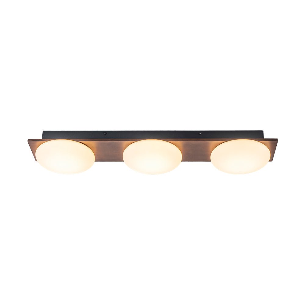 Montaje Semi Flush Redondo de Madera de Grano con 3 Luces LED y Pantalla