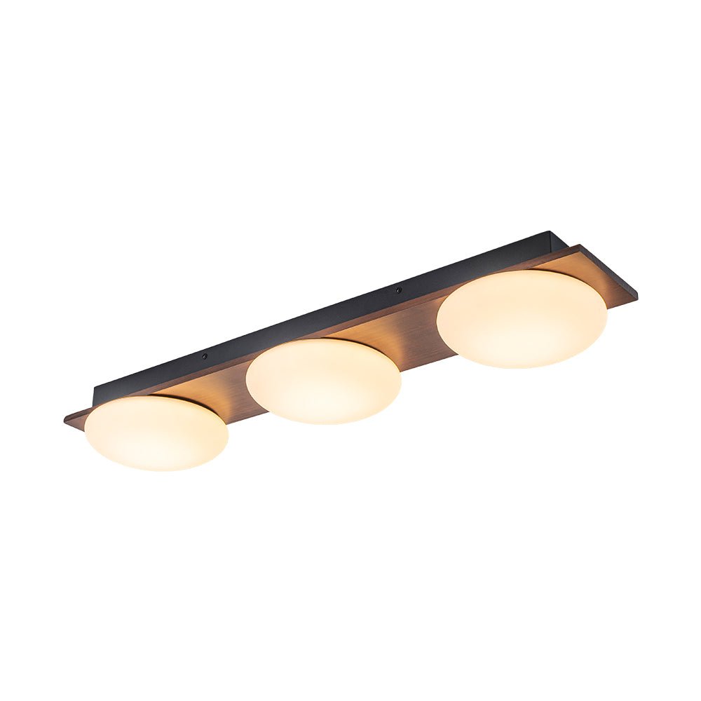 Montaje Semi Flush Redondo de Madera de Grano con 3 Luces LED y Pantalla