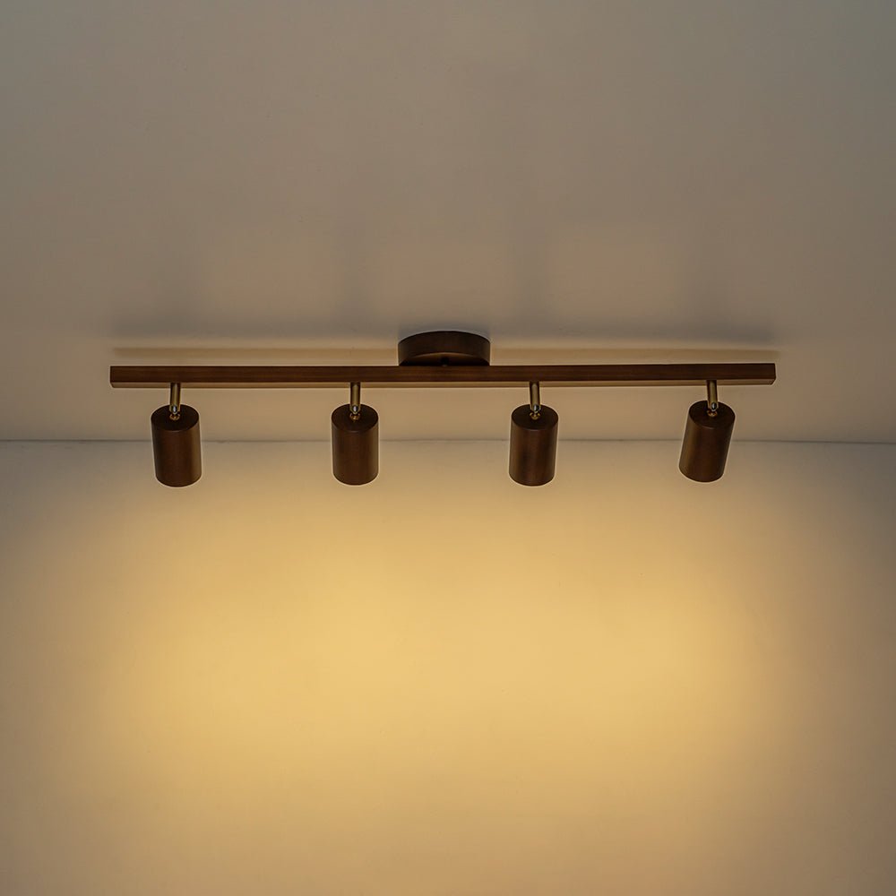Iluminación de Techo de Madera Lineal de Granja con Cabezas Rotables