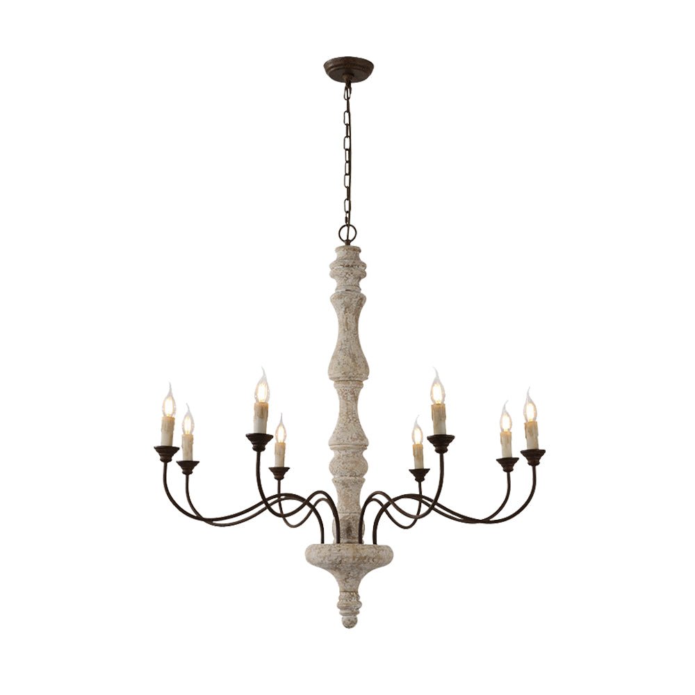 Candelabro de Estilo Francés Country de Madera con 5 Luces