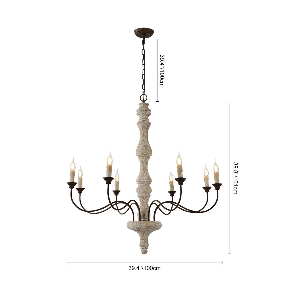 Candelabro de Estilo Francés Country de Madera con 5 Luces