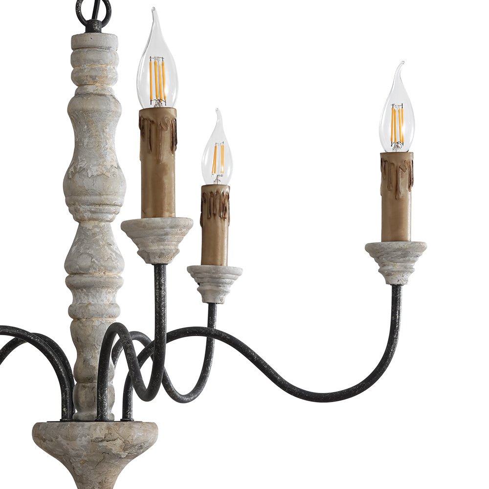 Candelabro de Estilo Francés Country de Madera con 5 Luces
