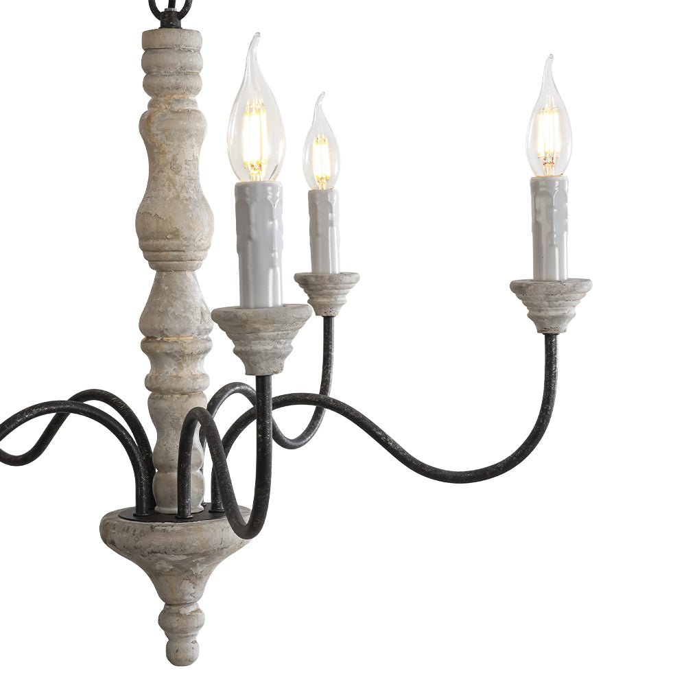 Candelabro de Estilo Francés Country de Madera con 5 Luces