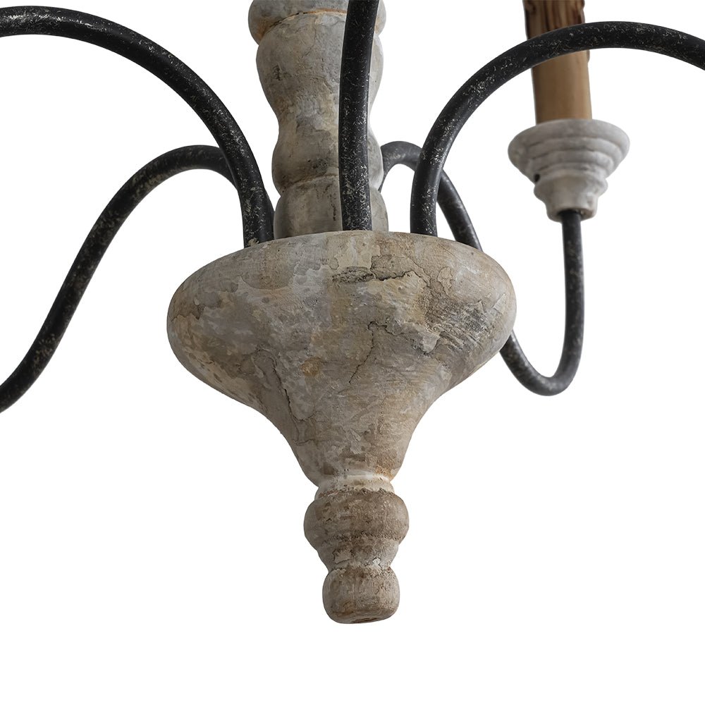 Candelabro de Estilo Francés Country de Madera con 5 Luces