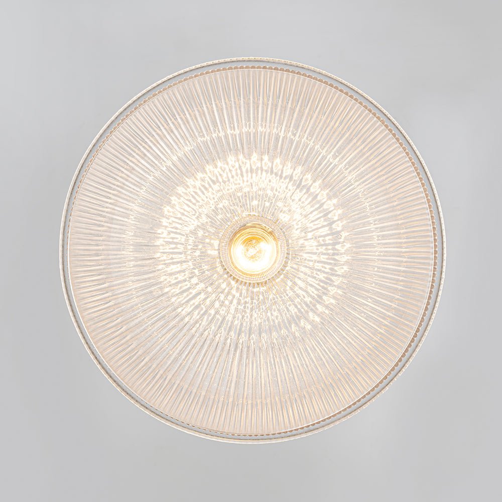 Lámpara Colgante de Vidrio Transparente con Forma de Cúpula Ribeteada, 1 Luz, Estilo Industrial de Granja