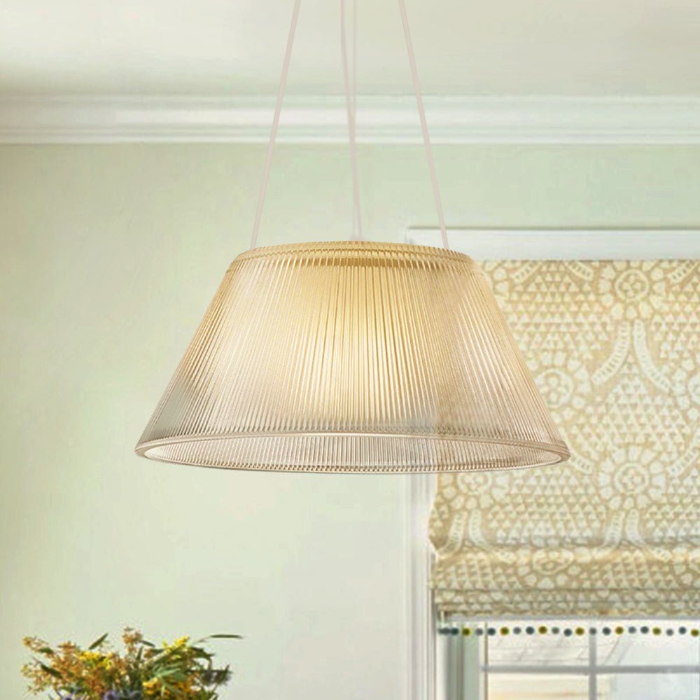 Lámpara Colgante de Vidrio Transparente en Forma de Tambor Ribeteado de 1 Luz Estilo Granja Industrial