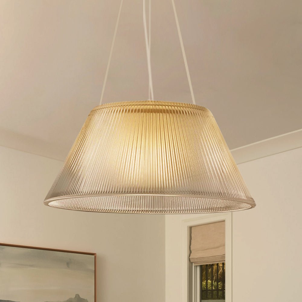 Lámpara Colgante de Vidrio Transparente en Forma de Tambor Ribeteado de 1 Luz Estilo Granja Industrial