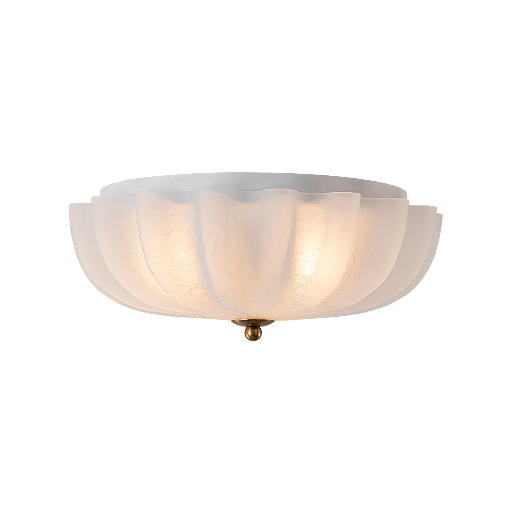 Montaje Semi Flush Floral Crema Agrietado de 3 Luces Estilo Campestre Francés