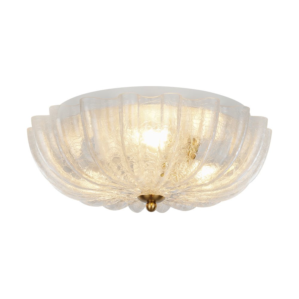 Montaje Semi Flush Floral Crema Agrietado de 3 Luces Estilo Campestre Francés