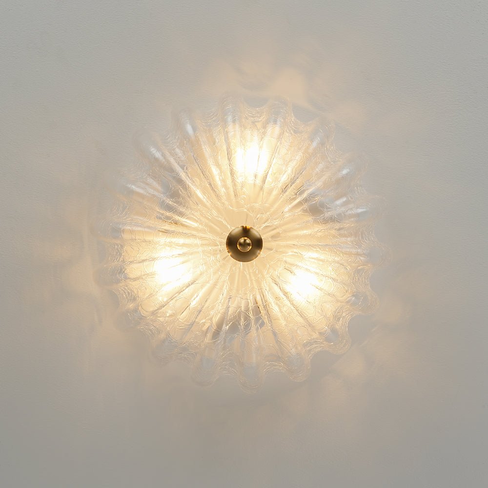 Montaje Semi Flush Floral Crema Agrietado de 3 Luces Estilo Campestre Francés